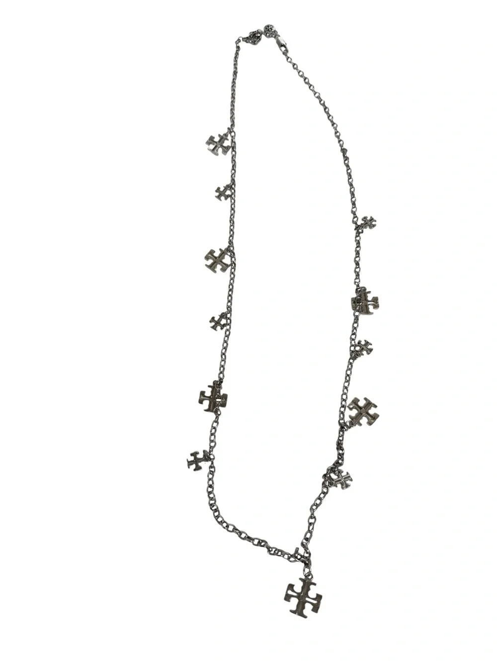 Tory Burch Mini Clover Logo Station Chain Necklace.